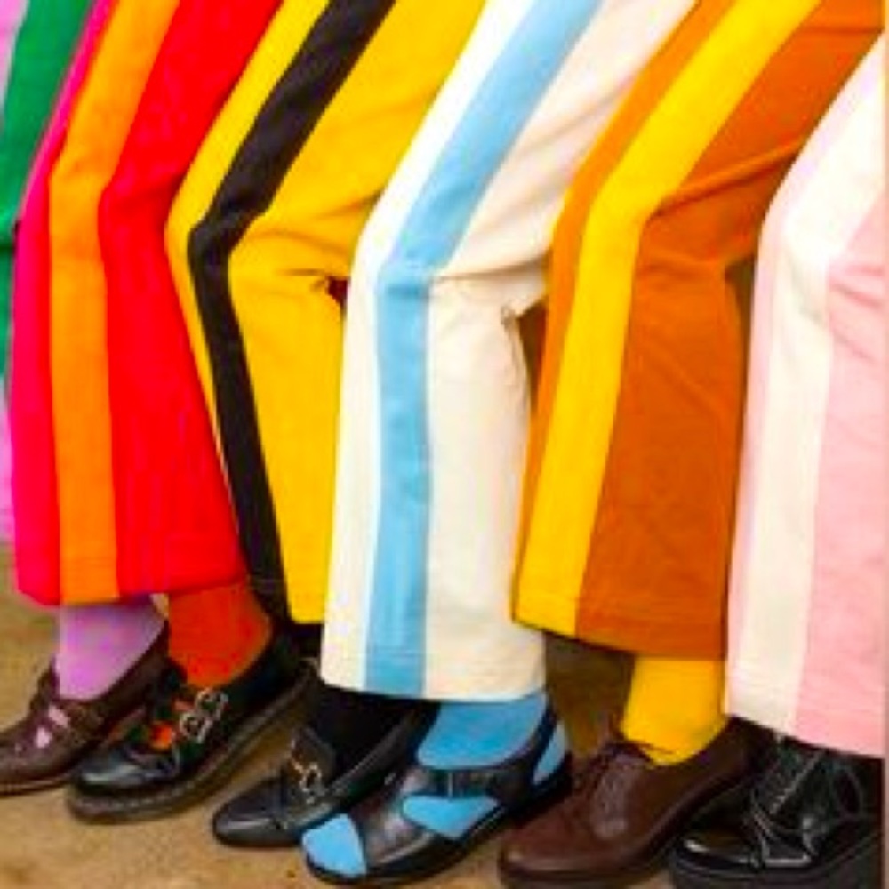 Big Bud Press Colorblock Stripe Wide-Leg Pants in Multi Colors